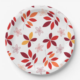 Prato De Papel Padrão de Folhas Bonitas e Coloridas