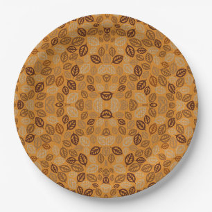 Prato De Papel Padrão de folhas marrons fofas