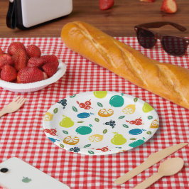 Prato De Papel Padrão de fruta, ameixa, laranja, limão, pera, maç