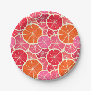 Prato De Papel Padrão de Fruta de Citros Laranja e Toranja