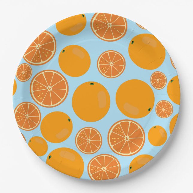 Prato De Papel Padrão de Fruta laranja (Frente)