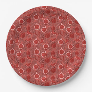 Prato De Papel Padrão de fruto de figo vermelho e bonito