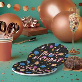 Prato De Papel Padrão de Galáxia Viajante de Espaços