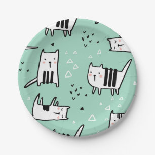 Prato De Papel Padrão de gato