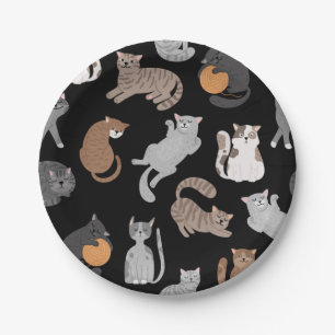 Prato De Papel Padrão de gato