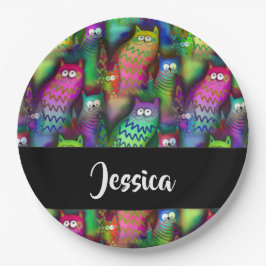 Prato De Papel Padrão de gatos gradiente coloridos