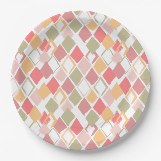 Prato De Papel Padrão de Harlequin em picolés de verão (Frente)