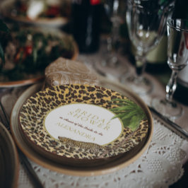 Prato De Papel Padrão de Impressão de Leopardo Elegante Chuveiro