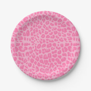 Prato De Papel padrão de impressão de leopardo rosa claro
