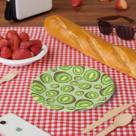 Prato De Papel Padrão de Kiwi Verde e Marrom