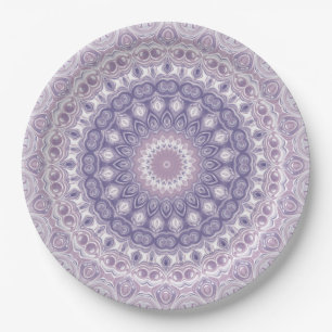 Prato De Papel Padrão de lavanda e Lilac Mandala