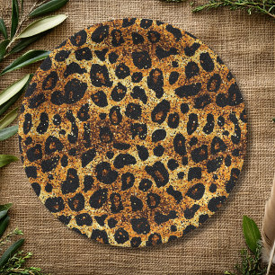 Prato De Papel Padrão de Leopardo Luxuoso Dourado Marrom Ferrugem