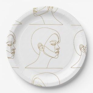Prato De Papel Padrão de Linha de Rosto Feminino Minimalista (4)