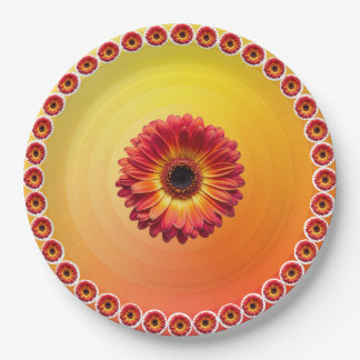 Prato De Papel Padrão de margarida Vermelha Gerbera com gradiente