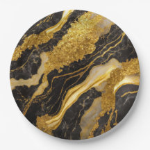Padrão de Mármore Preto com Ouro