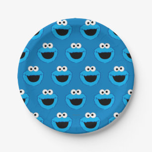 Prato De Papel Padrão de Monstro de Cookie Sorridente