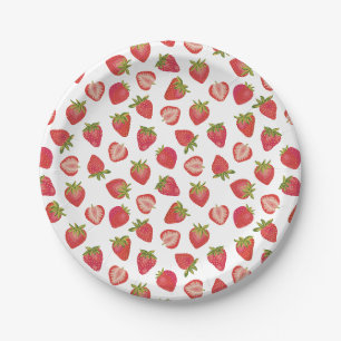 Prato De Papel Padrão de Morango de Fruta de Verão Fofo
