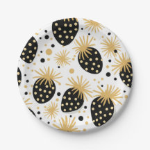 Padrão de Morango Preto e Dourado