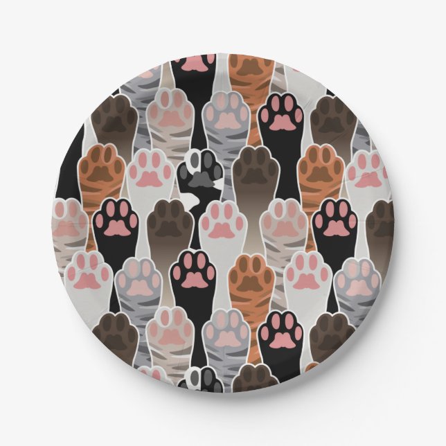 Prato De Papel Padrão de muitas patas de gatos (Frente)