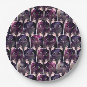 Prato De Papel Padrão De Muitos Gatos Galáxicos