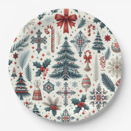 Prato De Papel Padrão de Natal