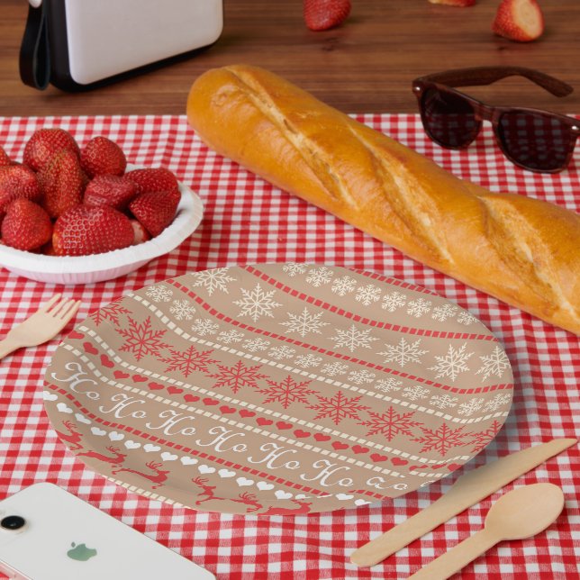 Prato De Papel Padrão de Natal (Piquenique)