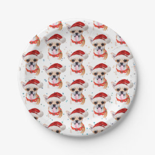 Prato De Papel Padrão de Natal de Cachorro Chihuahua Fofo