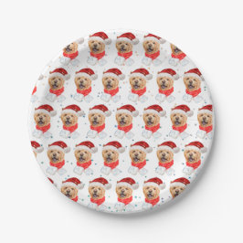 Prato De Papel Padrão de Natal de Cachorro Chow Chow Fofo