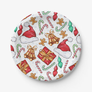 Prato De Papel Padrão de Natal de Cartoon