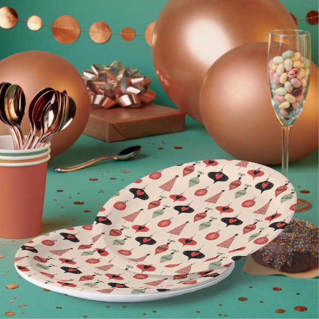 Prato De Papel Padrão de Natal Moderno de Meados do Século  (Múltiplo)