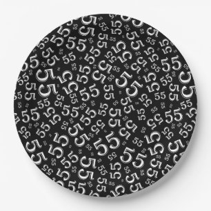 Prato De Papel Padrão de Número Aleatório 55 Preto/Branco