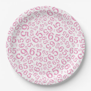 Prato De Papel Padrão de Número Aleatório 65 Roxo/Branco
