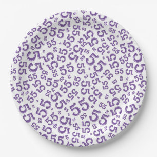 Prato De Papel Padrão de Número Aleatório Roxo/Branco 55