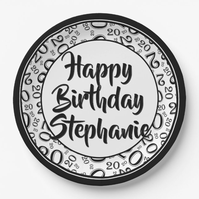 Prato De Papel Padrão de Números Aleatórios de 20 (Frente)