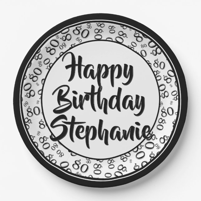 Prato De Papel Padrão de Números Aleatórios de 80 (Frente)