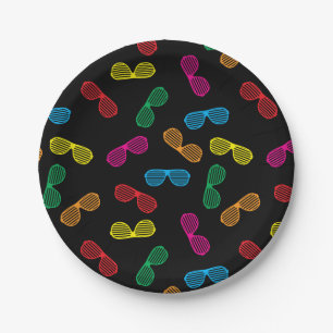 Prato De Papel Padrão de óculos de sol clássicos neon