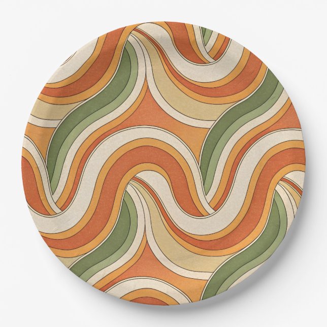 Prato De Papel Padrão de ondas mágicas (Frente)