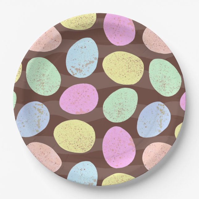 Prato De Papel Padrão de Ovos de Páscoa Doces (Frente)