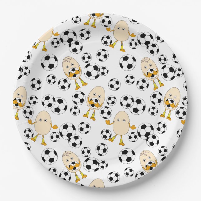 Prato De Papel Padrão de Ovos do Futebol (Frente)