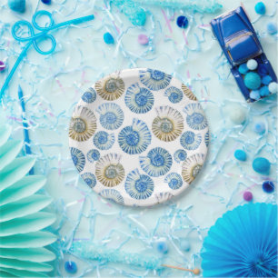 Prato De Papel Padrão de Pastel Seashell
