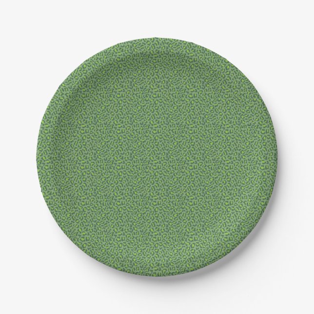Prato De Papel Padrão de pele de leopardo verde (Frente)