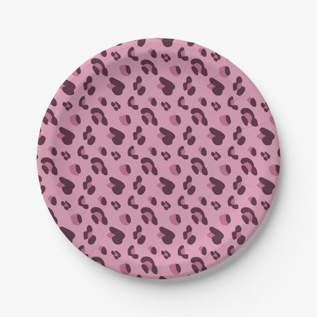 Prato De Papel Padrão de Pele-Leopardo Rosa (Frente)