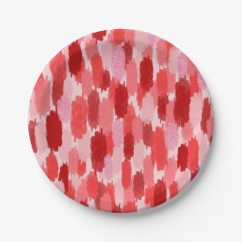 Prato De Papel Padrão de pinceladas de Abstrato Rosa Vermelho