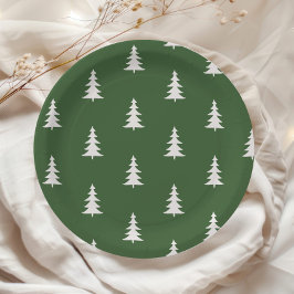Prato De Papel Padrão de pinheiros verdes da floresta minimalista