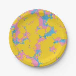 Prato De Papel Padrão de pintura retrô colorida do Abstrato
