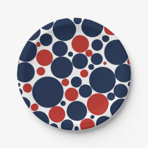 Prato De Papel Padrão de pontos de humor azul e branco vermelho