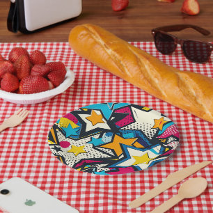 Prato De Papel Padrão de Pop de Abstrato de de Retro Funky