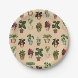 Prato De Papel Padrão de Potes Terracotta de Plantas Potentes de