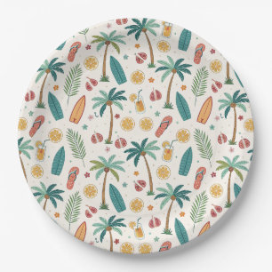 Prato De Papel Padrão de Praia de Verão Tropical (1)