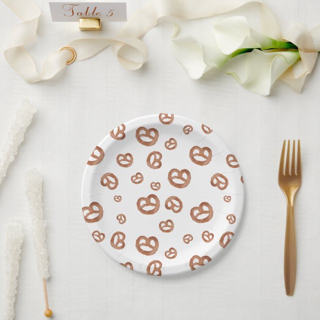 Prato De Papel Padrão de Pretzel de Mola Salgada (Casamento)